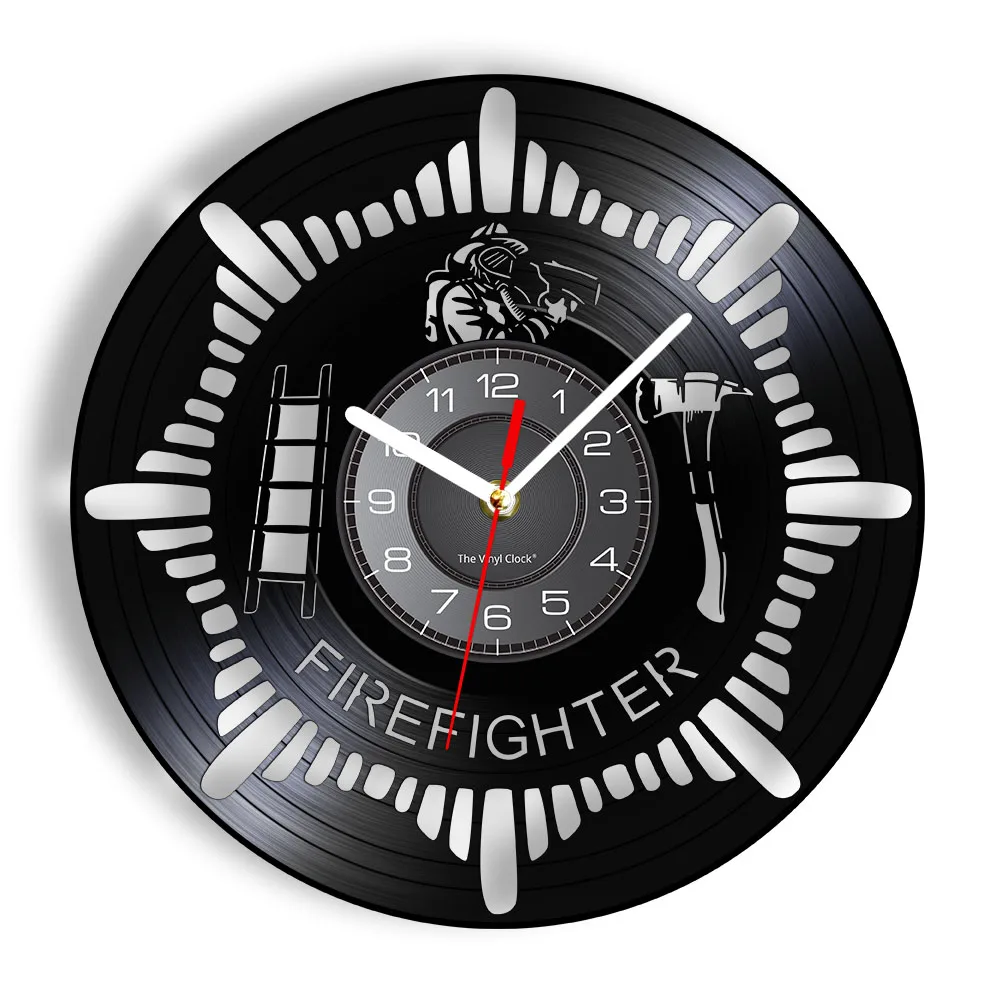 

Пожарные произведения искусства, современный дизайн, настенные часы для пожарной станции, пожарный, домашний декор, часы, виниловая пластинка, альбом, часы