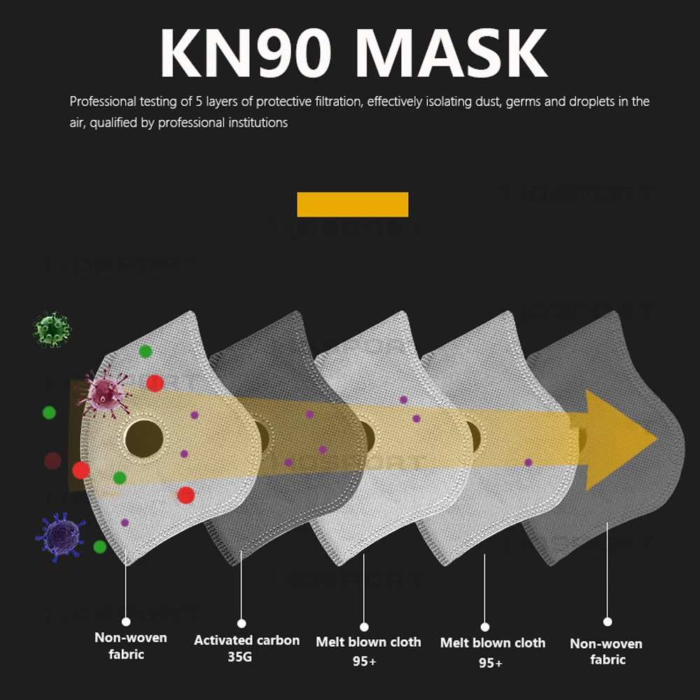 Mascarilla facial anti-gérmenes y anti-gotas, máscara de filtración de 6 capas con válvula de respiración, máscara táctica de Paintball Gaz KN90