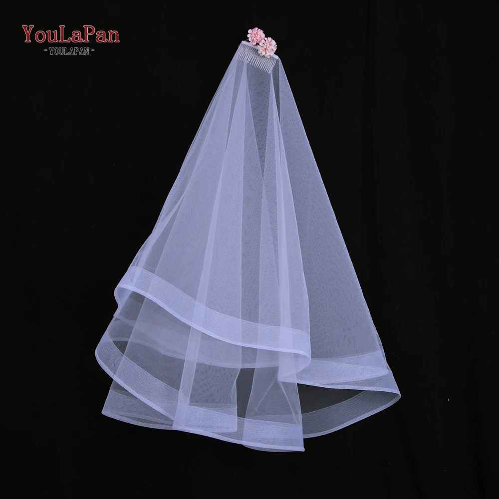 YouLaPan V69 velo de boda de 2 capas para mujer, velo gótico de lujo, velo blanco con peine, diadema de malla, velo de Tiara nupcial