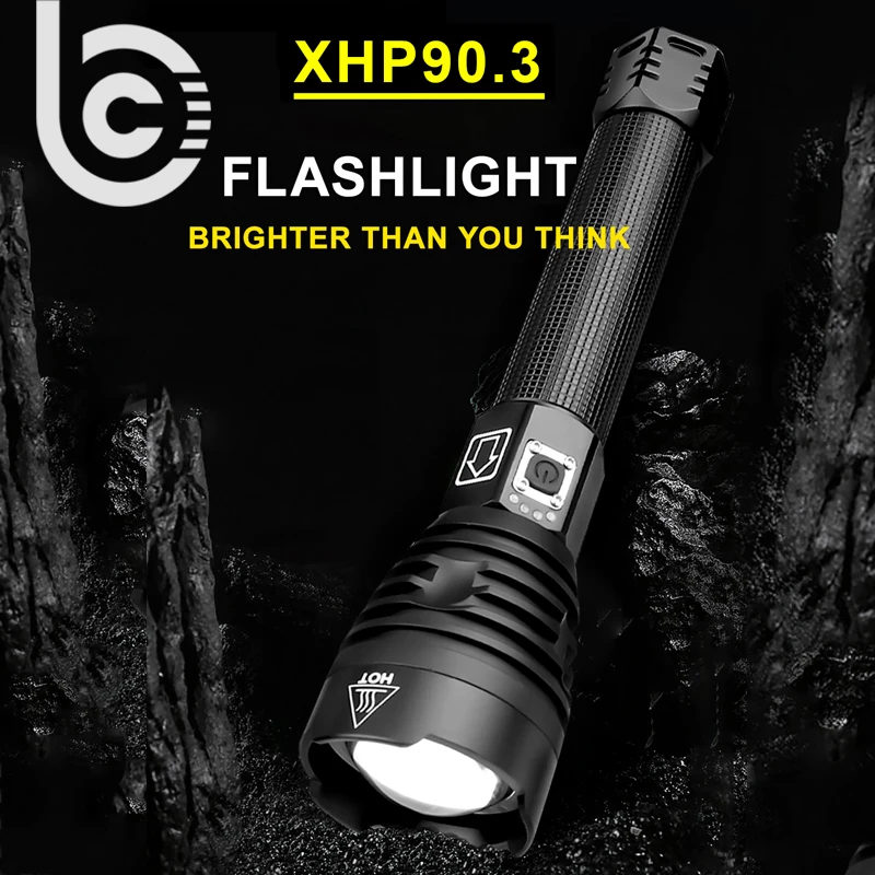 Super XHP160 Most Powerful Flashlight 18650 XHP90 Rechargeable High Power LED Flashlights 18650 USB Hunting Tactical Torch Light