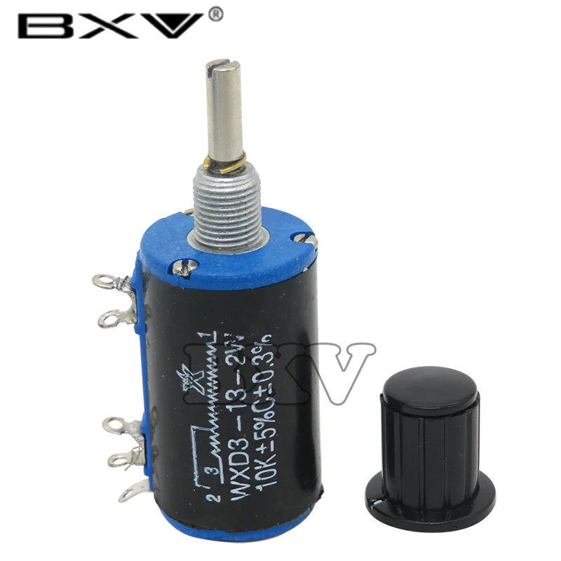 ( 1PCS WXD3-13 2W Potentiometer + 1PCS Black Knob )100 200 220 1K 2.2K 3.3K 4.7K 5.6K 6.8K 10K 22K 33K 47K 100K Ohm WXD3-13-2W