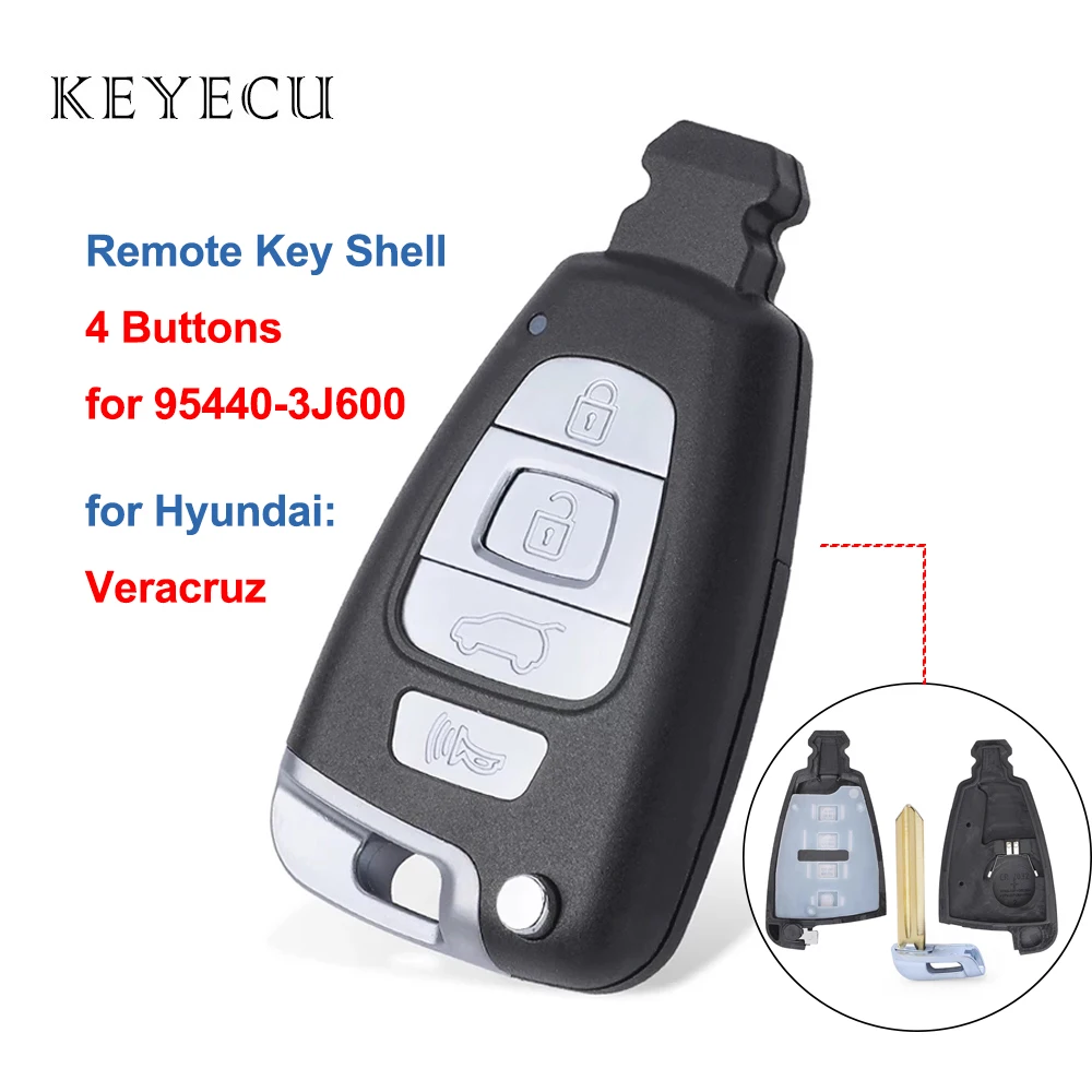 

Keyecu Remote Car Key Shell Case Frame 4 Buttons for Hyundai Veracruz 2007 2008 2009 2010 2011 2012 SY5SVISMKFNA04, 95440-3J600