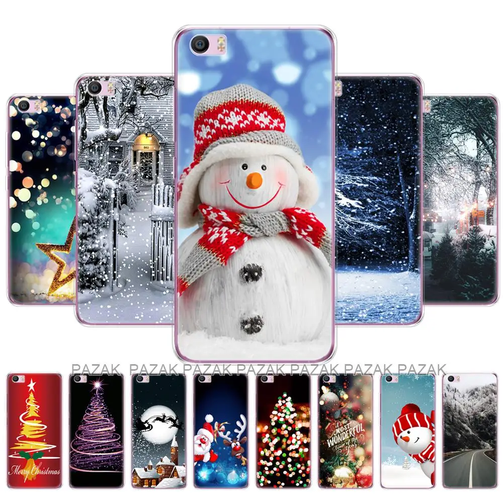 For Xiaomi Mi5s Mi 5s M5s Back Phone Cover For Xiaomi mi5s mi 5s m5 s Silicon Soft TPU Coque winter christmas snow tree new year