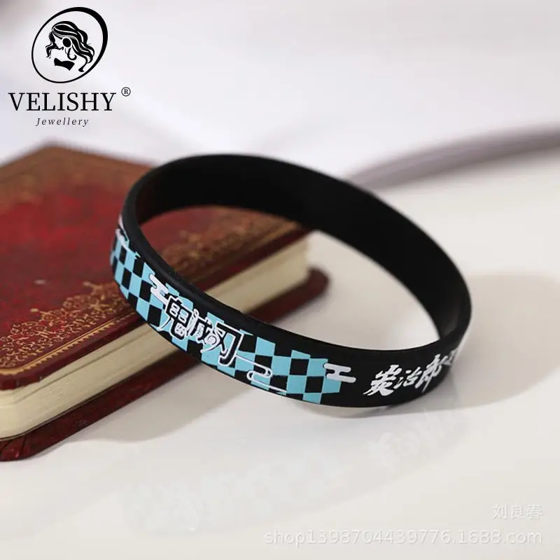 1Pc Anime Demon Slayer Kimetsu No Yaiba Blade Of Ghost Wristband Rubber Silicone Men Bracelet Sport Jewelry Gifts