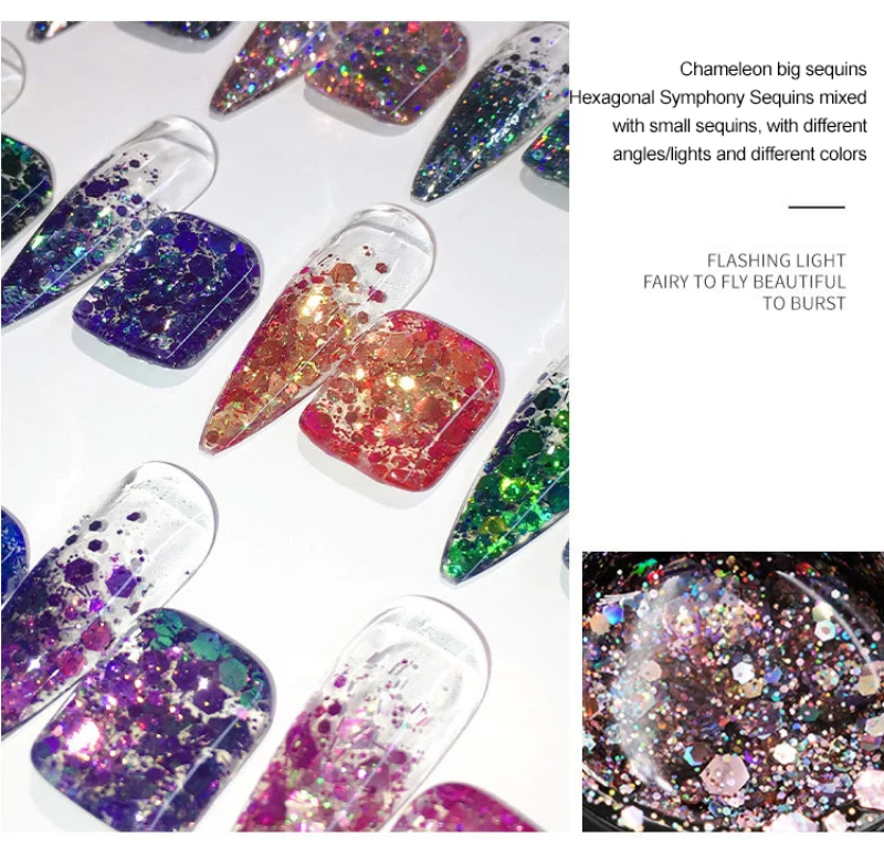 24 farbe Korea Glitter Gel Nagellack Pailletten Bunte Nagel Explosion Kleber Helle Reflektierende Diamant Kleber Lack Nail art Werkzeuge