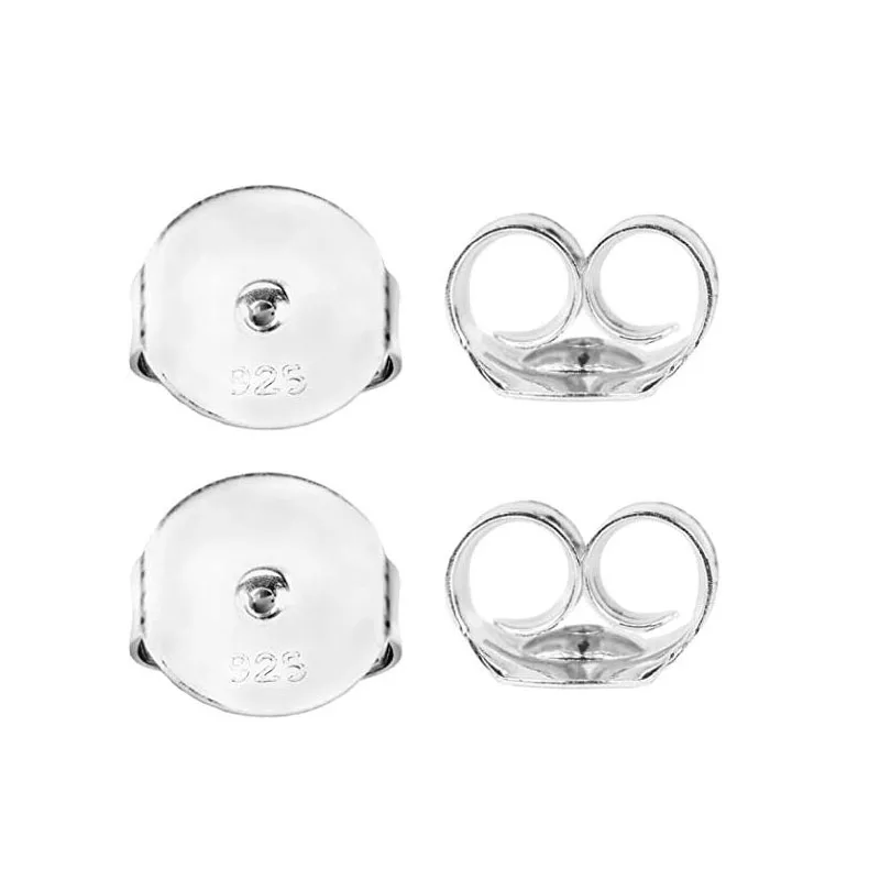 50 قطعة هيبوالرجينيك القرط المشاركات 925 الفضة مطلي النحاس وأقراط 4 5 6 مللي متر لوحة مسطحة فارغة النتائج فراشة القرط مرة أخرى #4