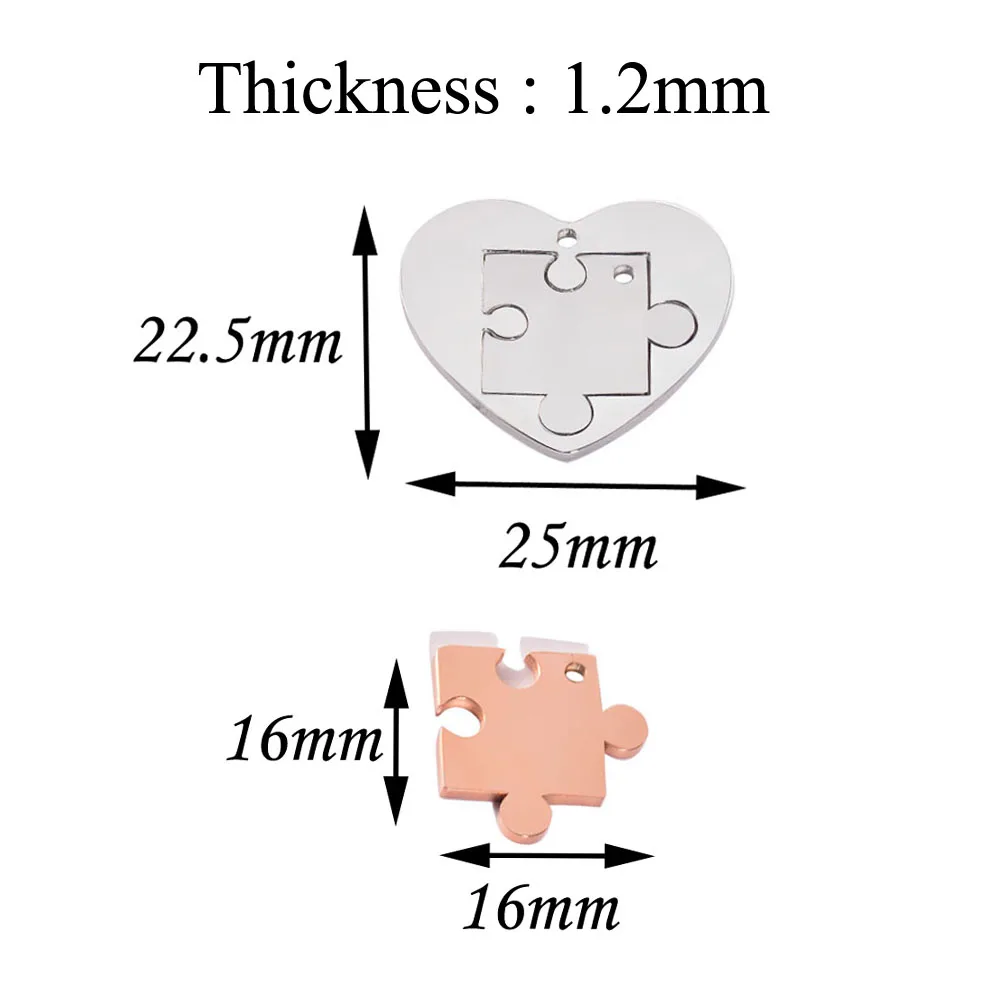 5set  Jigsaw Geometry Couples Necklace for Lovers Stainless Steel Puzzle Pendant Necklaces Jewelry Choker Collar