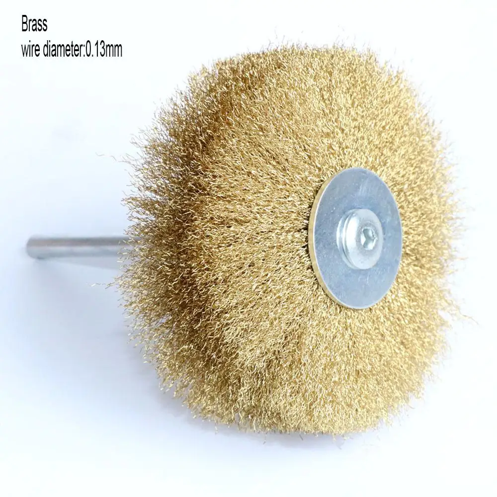 1Pc 80mm Stainless Steel Wire Abrasive Brush Brass wire Wheel Polishing Grinding Brush For Wood Metal 1/4\