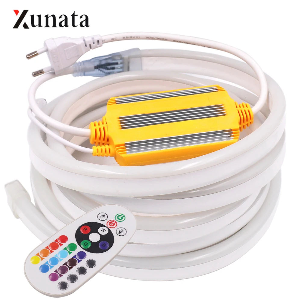 

220V RGB Neon Light SMD5050 WiFi RGB LED Strip Light Flexible Ribbon Tape Waterproof Neon Sign Rope with 1500W IR Controller EU