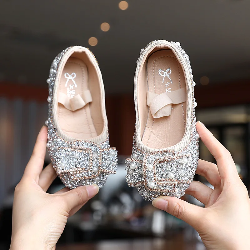 

New Rhinestones Little Girl Party Princess Shoes Children Fashion Dress Shoes For Kids Dance Shoes 3 4 5 6 7 8 9 10 11 12 Year