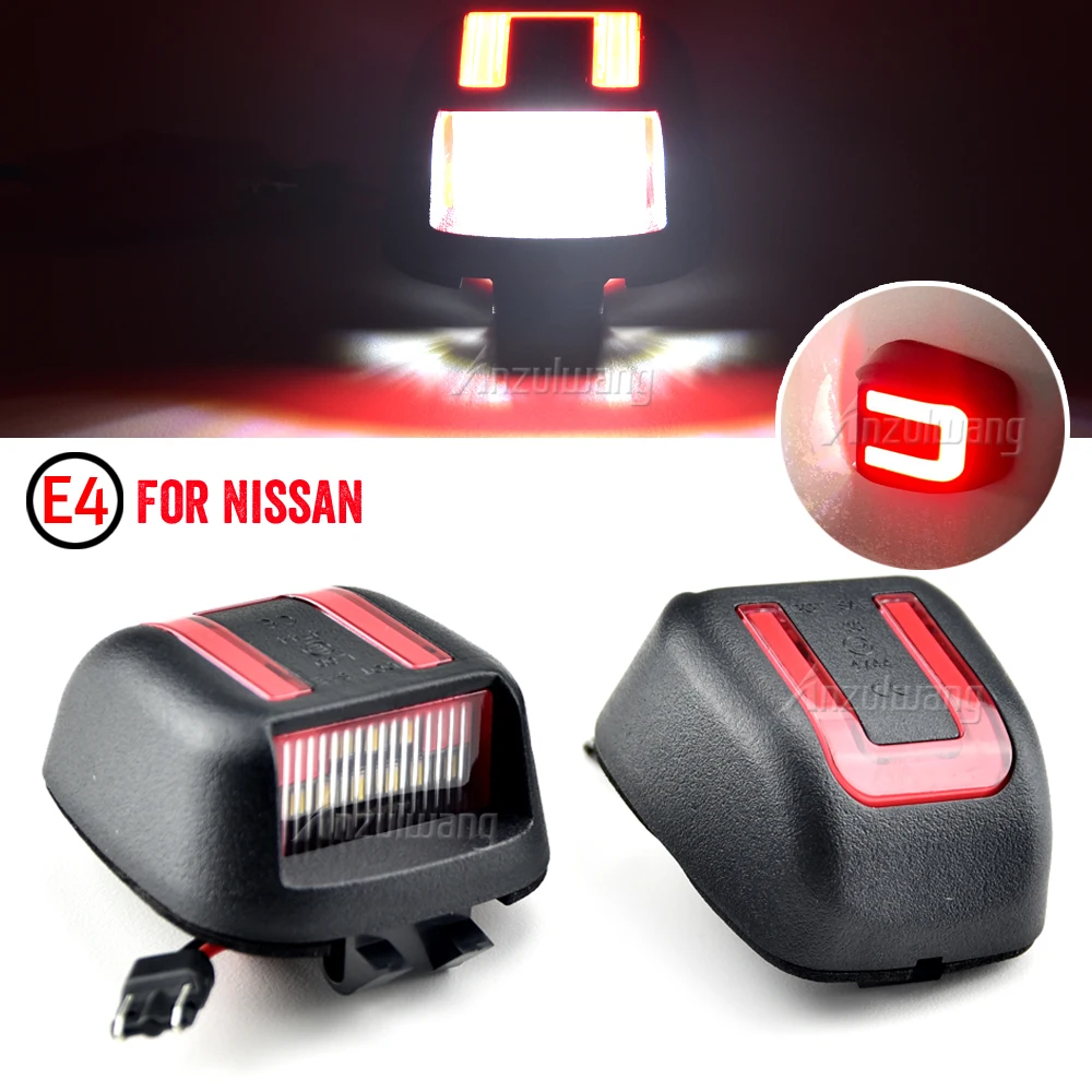 LED License Plate Light For Nissan Navara D40 Titan Xterra Armada Frontier For Suzuki Equator 2PCS White+Red Number Plate Lamps