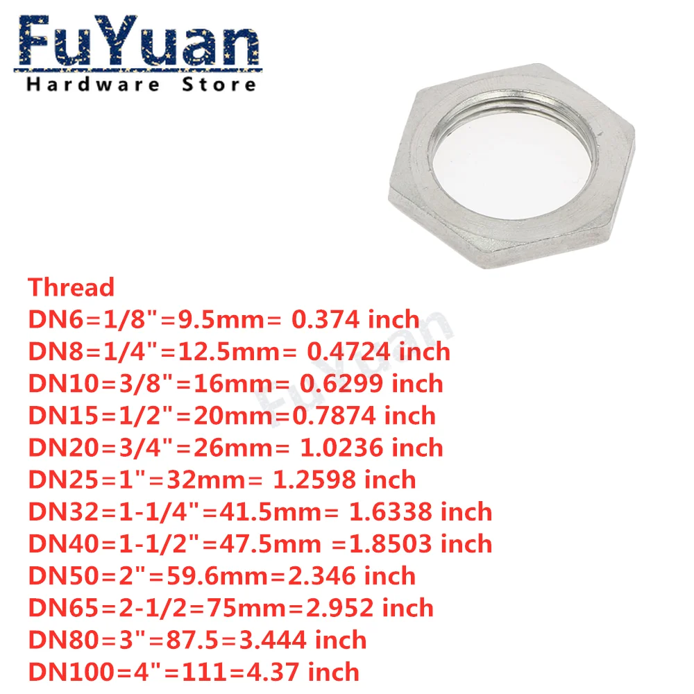 1 pz SS 304 raccordi per tubi dell'acqua in acciaio inossidabile dado esagonale/tappo tubo/tappo 1/8 "1/4" 3/8 "1/2" 3/4 "1" 1-1/2 "1-1/2" filetto BSP