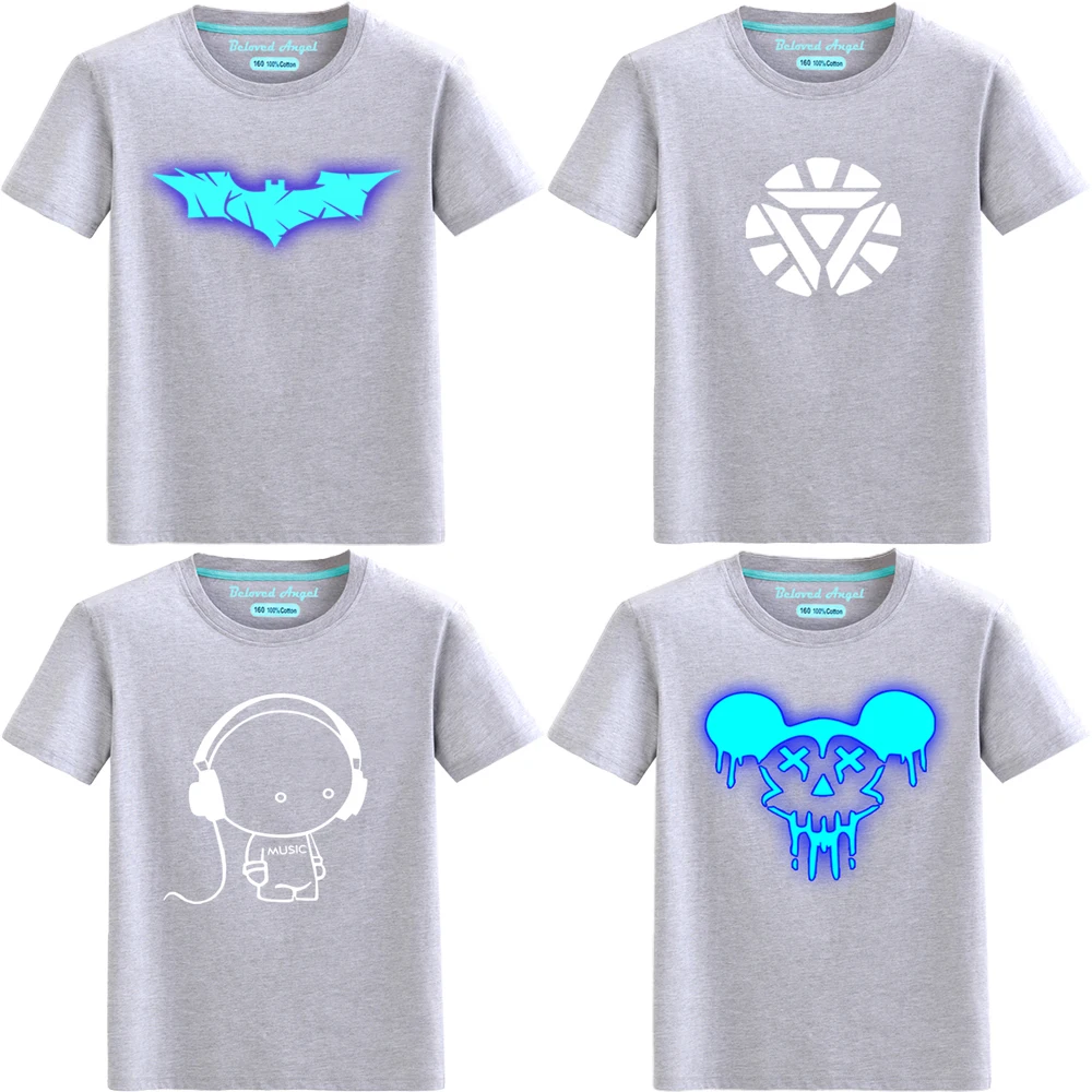 3D Cartoon Print Luminous T Shirt Baby Clothes Boys Girls T-shirt Kids Tshirt Children Clothing Girls Tops Tee Glow In Dark