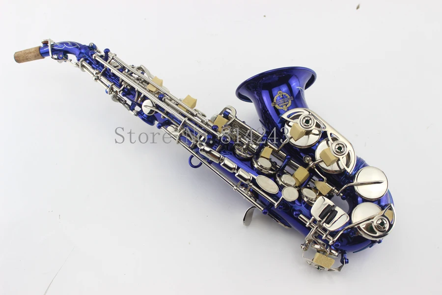 

High Brand Suzuki Small Bend Bb Soprano Saxophone In B-Flat Blue Bronze Saxophone Soprano Sax Musical Instrument