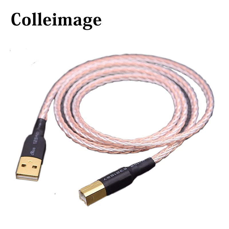 

Colleimage 8xTwist 7N OCC Silver Plated HIFI USB Cable DAC A-B OCC Silver Plated Digital USB 2.0 Type A to B Male Audio Cable