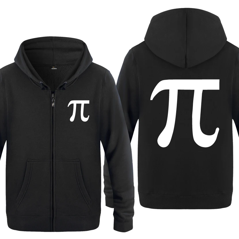 Classic Math Science Pi Letter Creative Hoodies Men Fashion Men's Fleece Zipper Jackets Cardigans Hooded Sweatshirts Coat