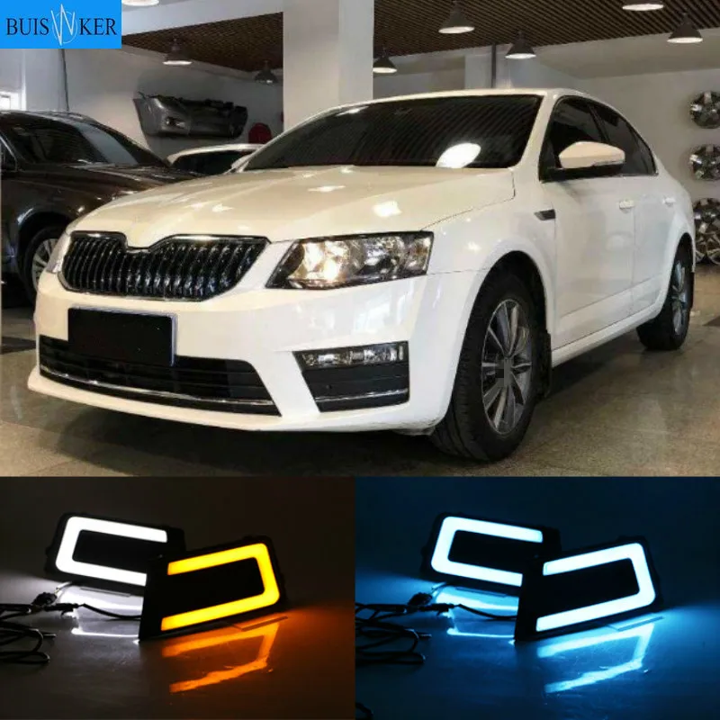 

LED Daytime Running Light For Skoda Octavia 2017 Car Accessories Waterproof 12V DRL Fog Lamp Decoration