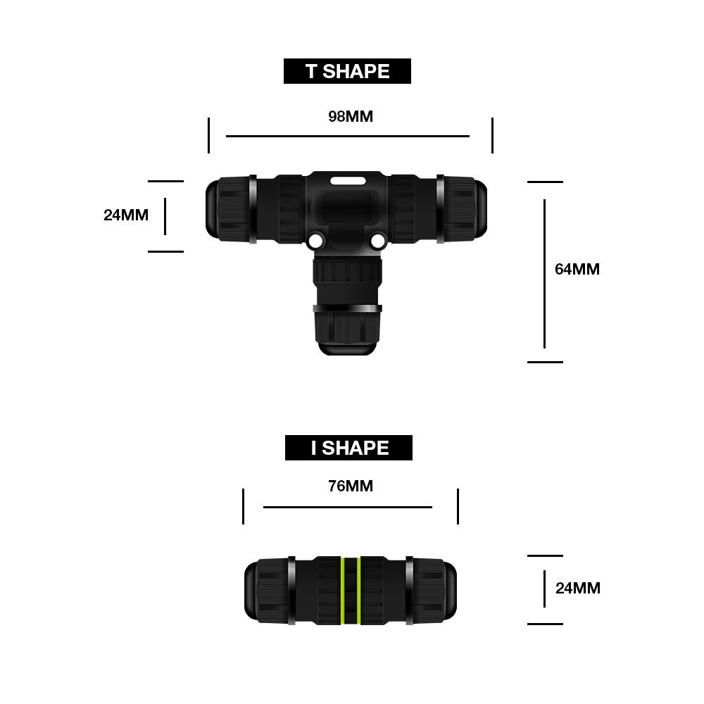 Outdoor IP68 Eeletrical Cable Waterproof Connector 2 Pin 3Pin Wire Connector For LED Garden Lamp Connector