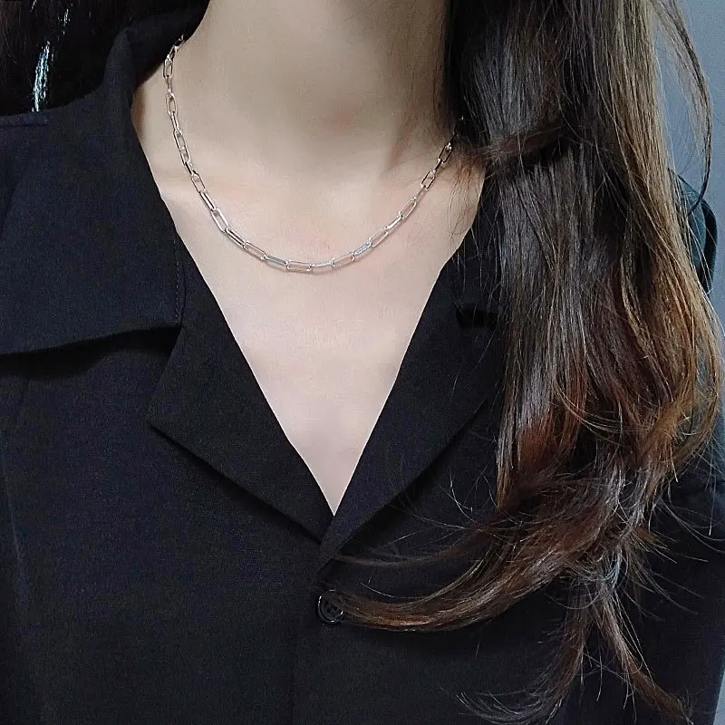 Collier en argent regardé 925 pour femme, bijoux simples JOChocker, cadeau de Noël, mode ChimFine Jelwery