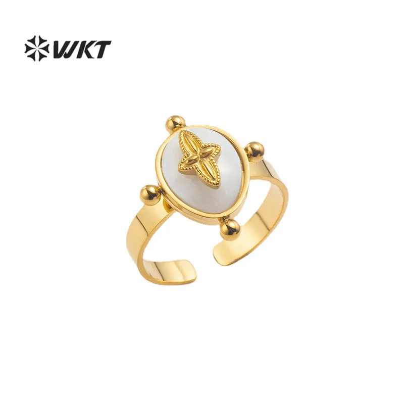 

WT-MPR020 WKT Gorgeous Shell rings Stainless steel female French elegant High sense of Lord of the rings The star design