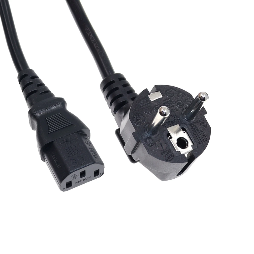 C13 Computer EU Power Cable European Type F Adapter Plug to IEC C13 Extension Cord For Monitor PDU Antminer Printer 3m