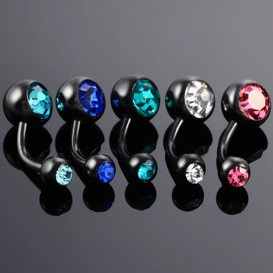 5Pcs/lot Stainless Steel Navel Piercing Crystal Belly Button Rings Rhinestone Belly Piercing Nombril Ombligo Women Body Jewel