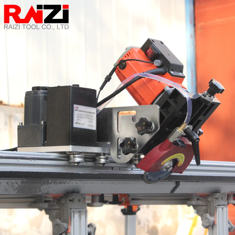 Raizi Self Propelled 45 Degree Miter Cutter with 280cm Rail Guide Large Format Porcelain Ceramic Portable Tile Cutting Machine