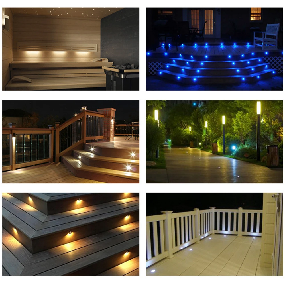 1PC DC12V LED Deck Light IP67 Waterproof Underground Lamp Recessed Landscape Spotlight Garden Pathway Step Deck Light