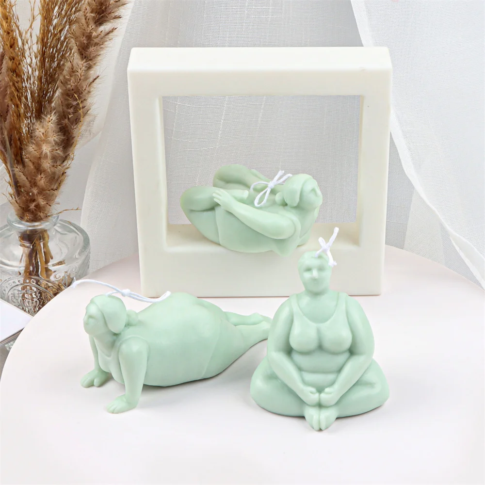 14 Style Yoga Candle Silicone Mold Soy Wax For Candles 3D Perfect Shaping Plump Women Handmade Soap Making Mould Home Decoration