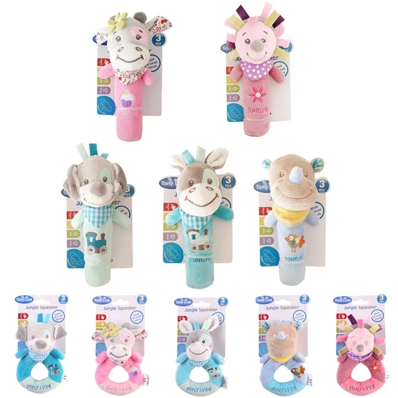 0-12 Months Baby Rattle Toys Newborn Cartoon Animal Infant Toddler Early Educational Dolls Plush Mobile Ring Bell Toy speelgoed