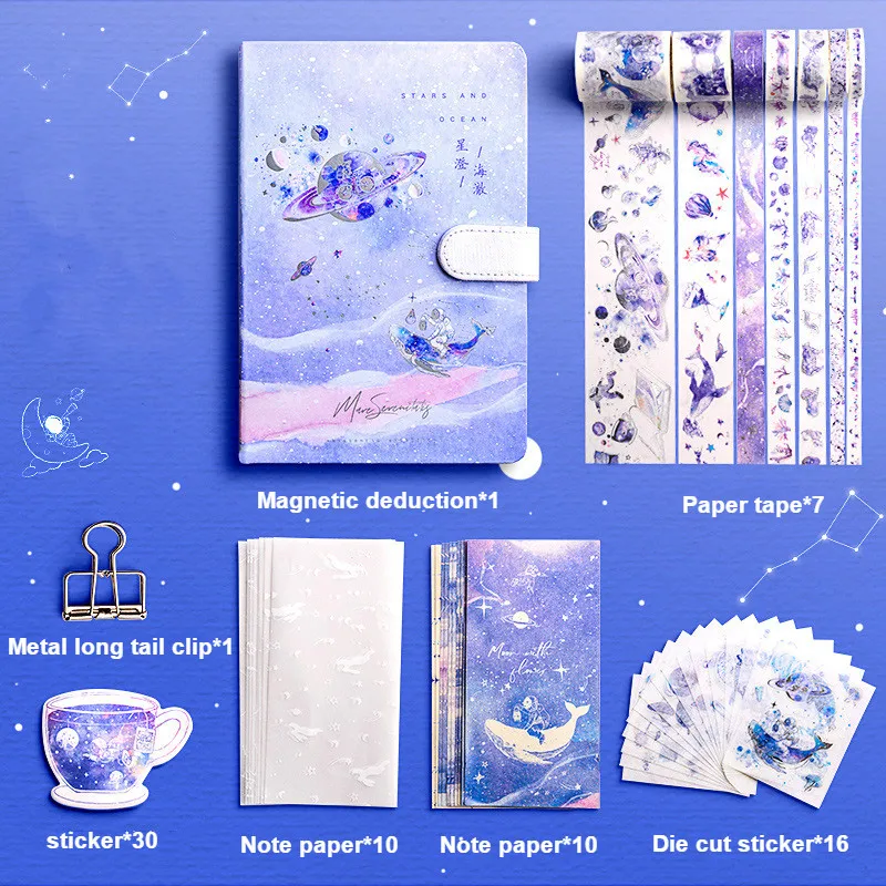 

75pcs/set Kawaii Notebook Handbook Tool Material Full Simple Ins Cute Fairy Diary with Sticker and Paper Tape Paper Sticker Gift