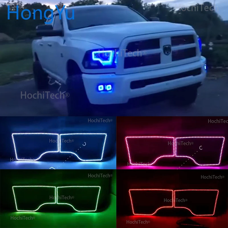 For 2009-2016 Dodge RAM Truck 1500 2500 3500 4500 5500 Angel Eye LED  Ring RGB Multi-Color Sport Headlight angel eyes kits