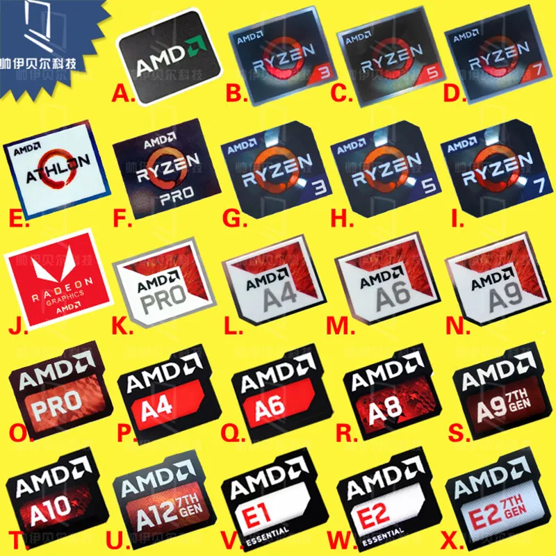 Wholesale AMD Processor Series ATHLON Ryzen R 3 5 7 Logo PRO7 Generation A9A12 Label Sticker