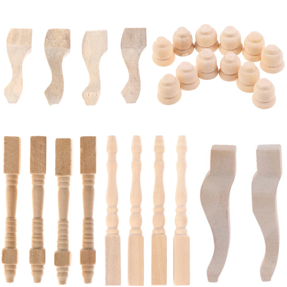 4/10/12pcs Cabinets Tea Table Legs Sofa Legs 1:12 DIY Doll House Mini Furniture Parts Handmade Accessories