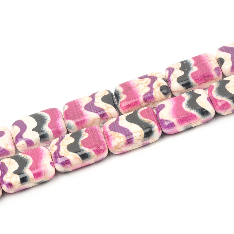 Wave Pattern Printed Stone Beads square Loose Spacer Ceramics Stone Beads for Jewelry Making DIY Charm Bracelet Necklace 15x20mm image 3