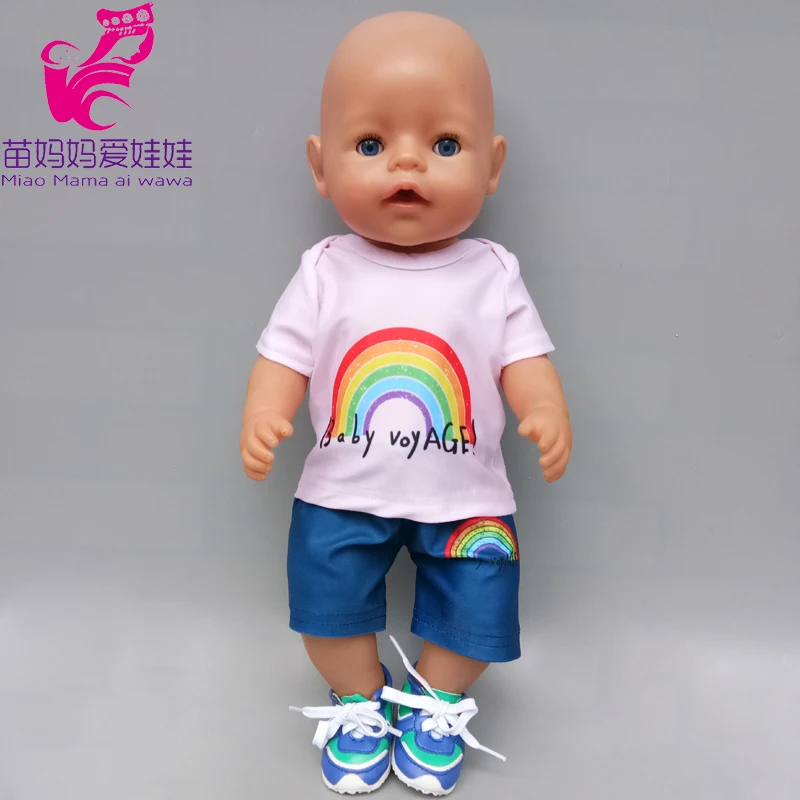 18 Inch Meisje Pop Regenboog Pak Voor 18 Inch Reborn Baby Pop Kleding Accessoires