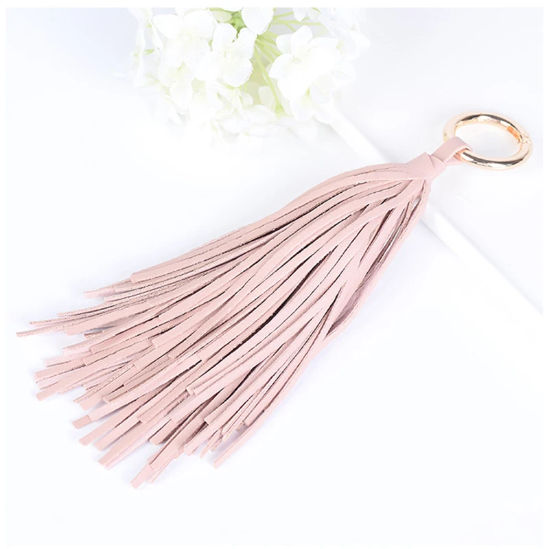 Novel Leather Tassel Keychain Car Key Chain Holder Bag Charm Pendant Accessories Trinket Keyfob Keyring Gift Women Men Jewelry