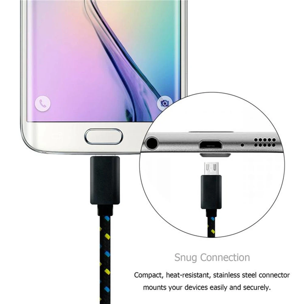 Micro USB Cable 1m/2m/3m Data Sync USB Charger Cable For Samsung Huawei Xiaomi HTC Android Phone Nylon Braided Microusb Cables