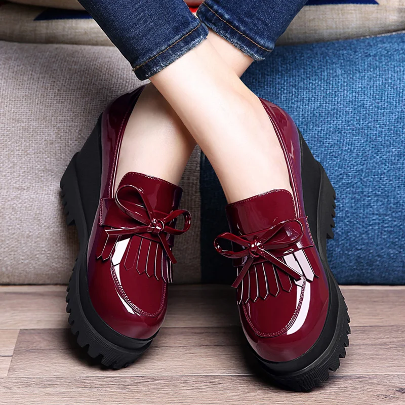 Spring Autumn Women\'s fashion trend Pumps shoes woman wedge single casual shoes high heels shoes British thick-soled platform