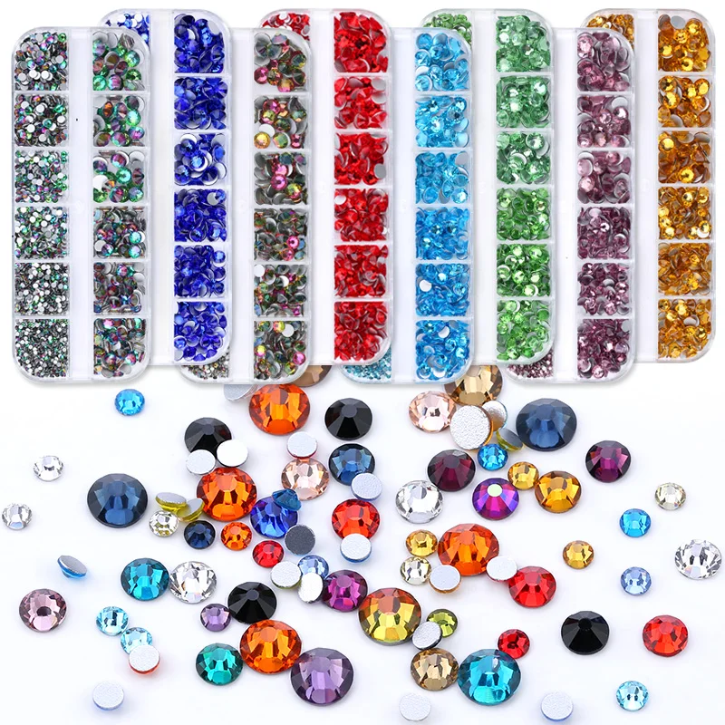 

QIAO Flat Back Crystal Rhinestone 6 Sizes (1.5-6mm) with Picking Pen and Non Hotfix Rhinestones for Clothes Nail Art Decorations