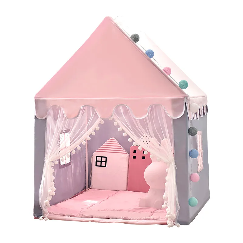 Tenda giocattolo per bambini di grandi dimensioni 1.35M Wigwam tende pieghevoli per bambini Tipi casa da gioco per bambini ragazze rosa principessa castello arredamento della camera dei bambini