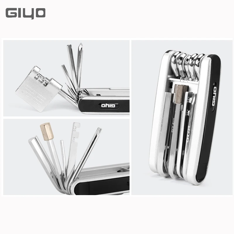 Giyo MTB Maintenance Tool 13 in 1 Road Bike Spoke Wrench Allen Key Tire Lever Cycling Chain Tools Bicycle Repair Mini Tool Kit