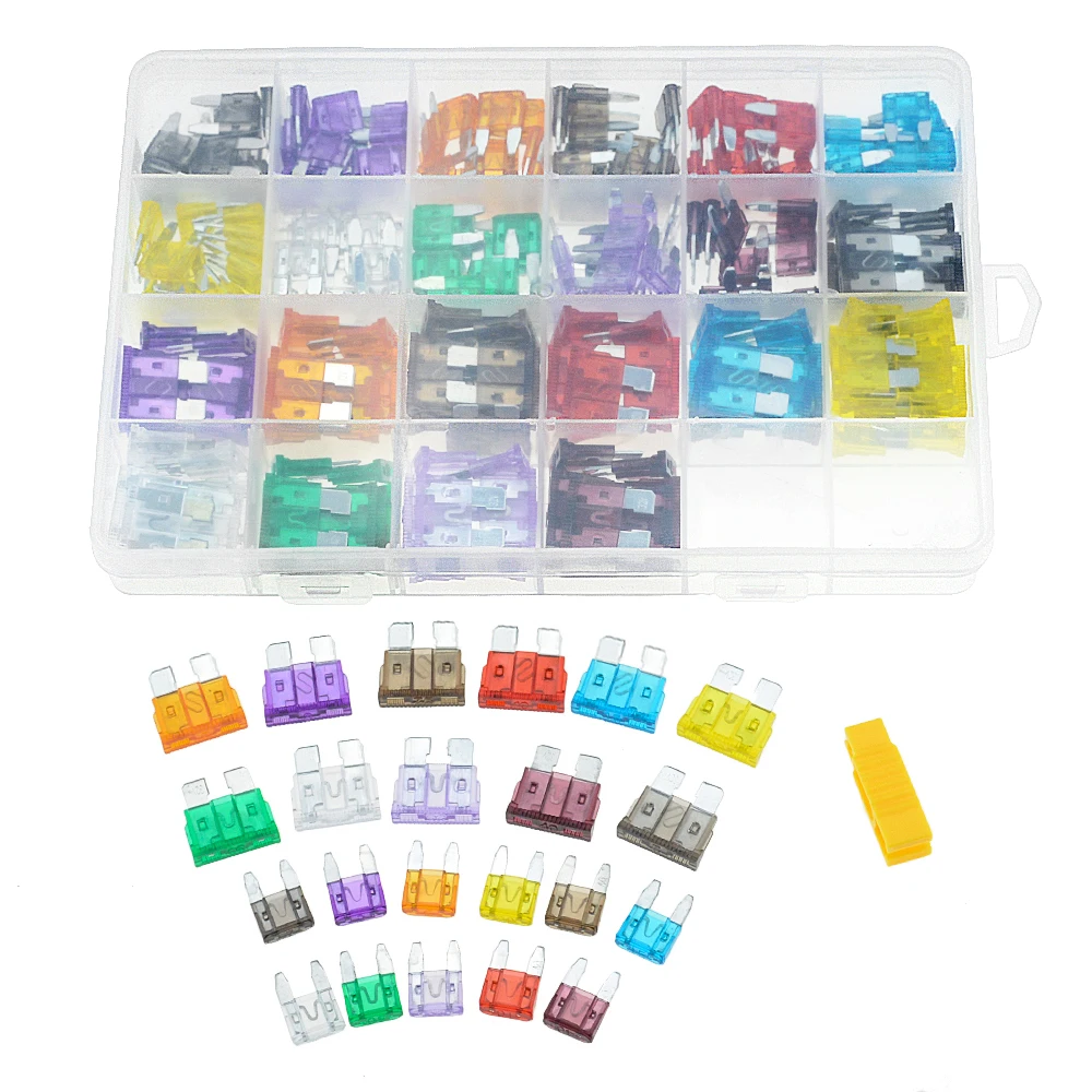 

220PCS/Box Car Fuses 2A 3A 5A 7.5A 10A 15A 20A 25A 30A 35A 40A Amp Assortment Auto Blade Type Fuse Set Truck