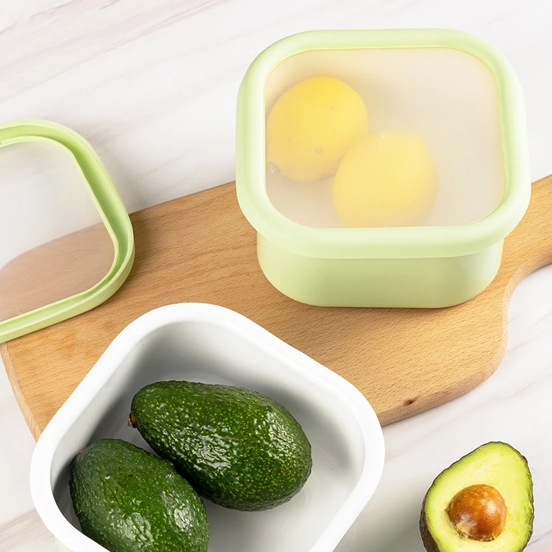 Food Container Enamel Bento Fresh-Keeping Box with TPE Cover Square Avocado Crisper Use for Gas and Oven Kitchen Storage Box