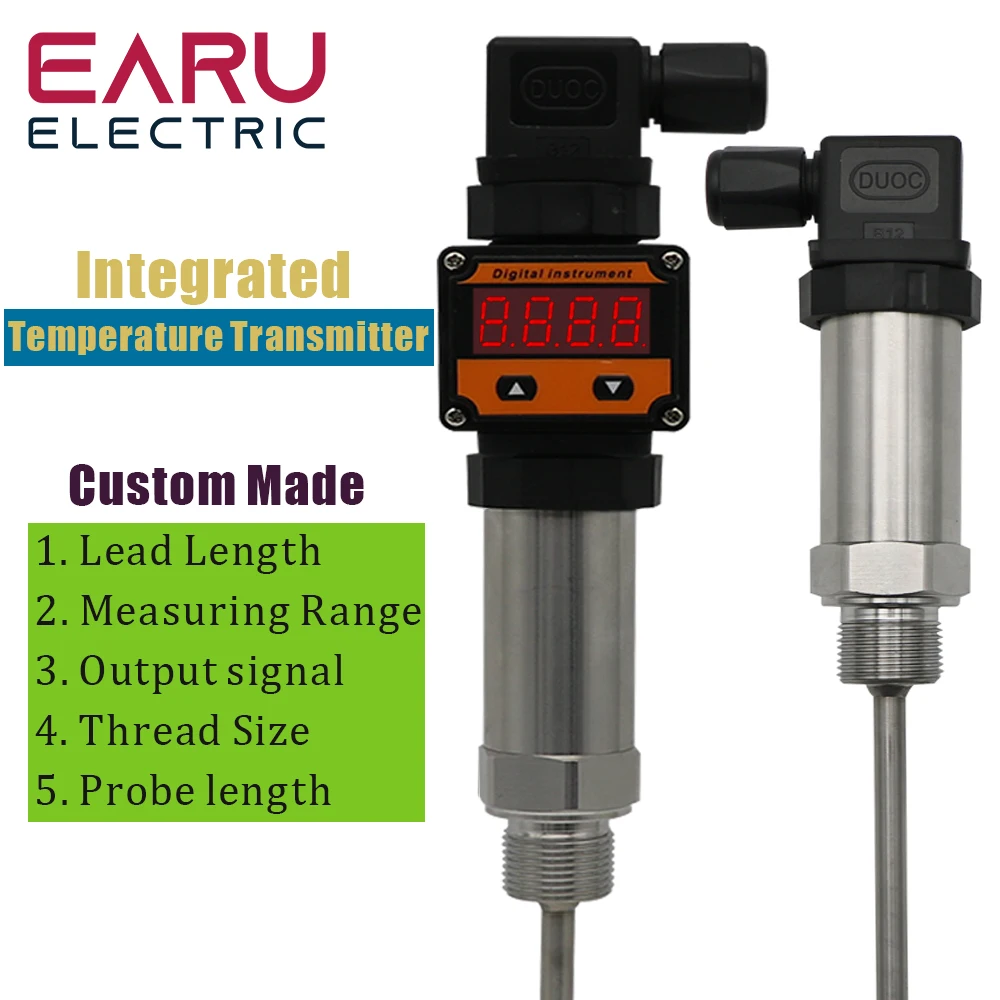 Hessman Plug In Integrated Temperature Transmitter 4-20mA Sensor Module 0-10V 0-5V Output Thermal Resistance PT100 M20x1.5