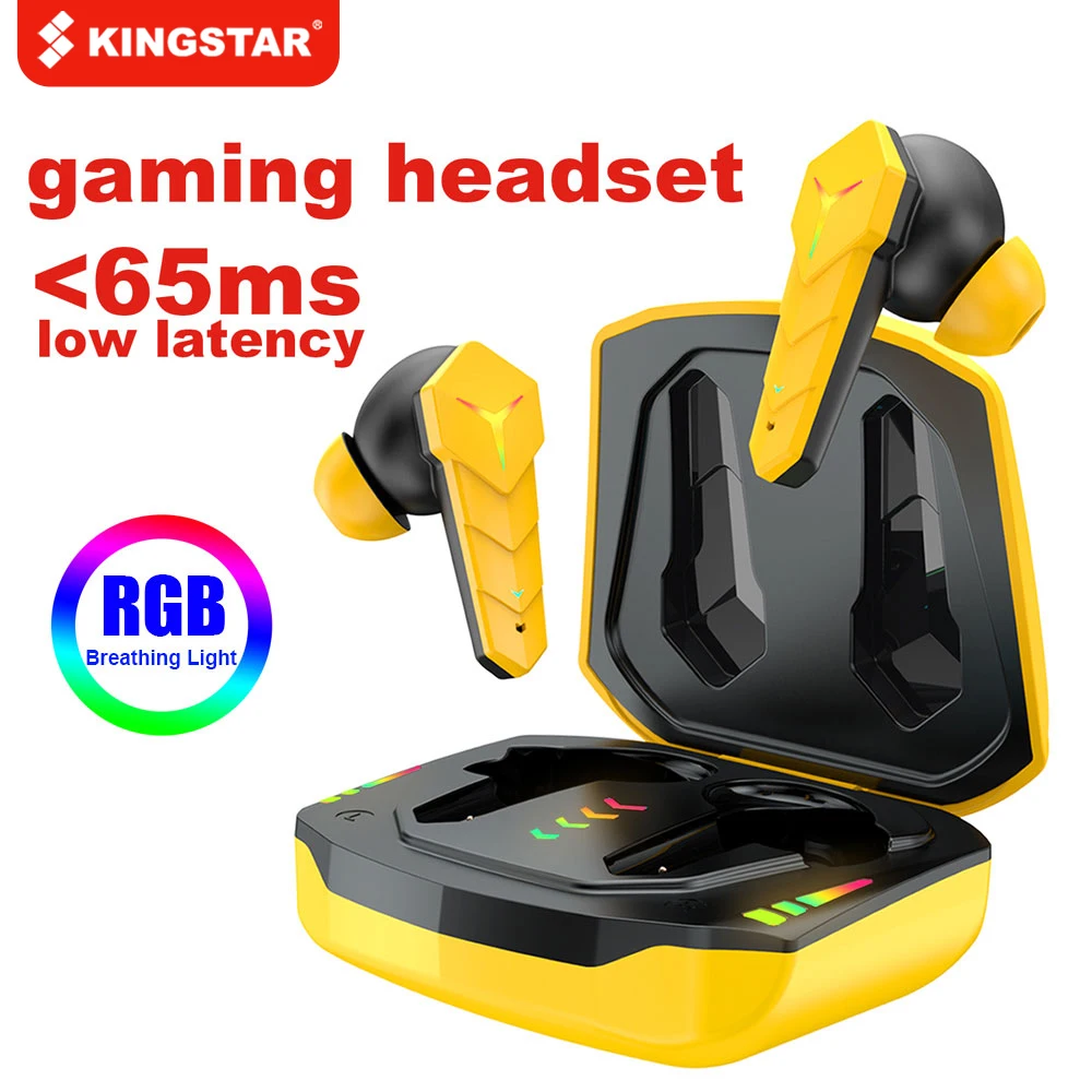 KINGSTAR TWS Bluetooth 5.0 Earphones Gaming Headsets 65ms Low Latency Wireless Headphones Stereo Bass Earbuds Gamer with Mic