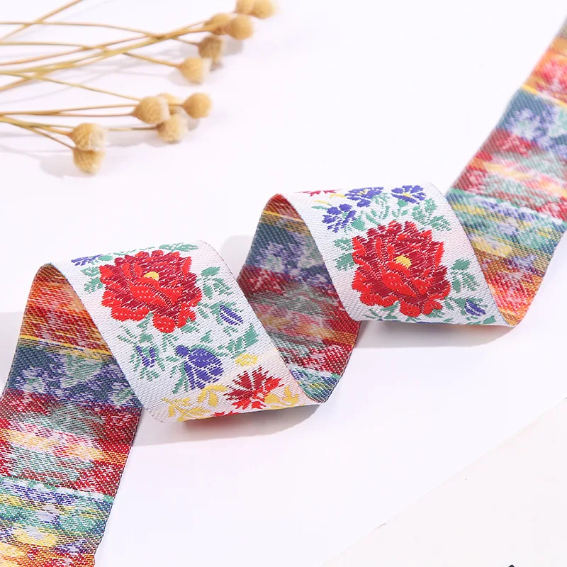 10YARD 50MM OR 33MM Flower Vintage Ethnic Embroidery Ribbon Boho Lace Trim DIY Clothes Bag Accessories Embroidered Fabric