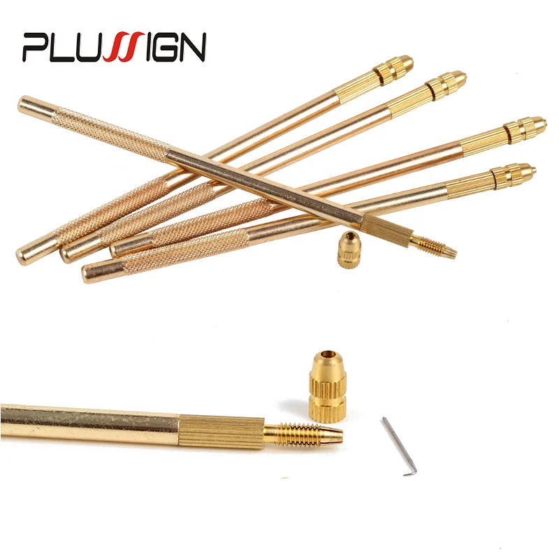 Plussign Wig Making Kit 1Pcs Bronze Ventilating Holder And 4 Pcs Different Ventilation Needles With Plastic Rustproof Packaging