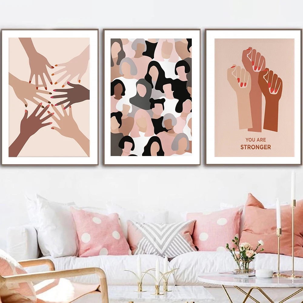 Girl Power Nordic Feminist Poster And Print Wall Strong Female Art Abstract Canvas Painting Woman Print Wall Pictures For Living