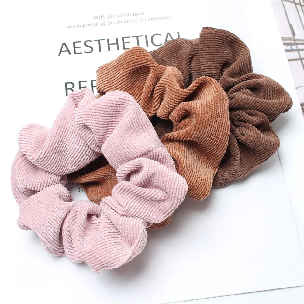 Cordón Scrunchie Otoño Invierno pana tela sólida Scrunchies conjunto bandas elásticas para el cabello moda Cola de Caballo lazo para el cabello